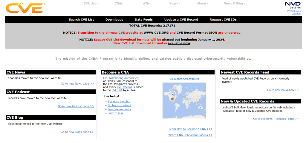 vulnerability database cve