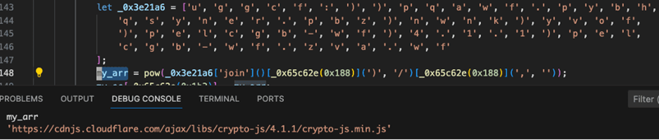 The process of decrypting the encrypted data using CryptoJS.offer