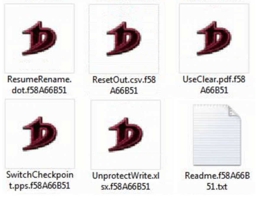 Files encrypted by the DoNex ransomware