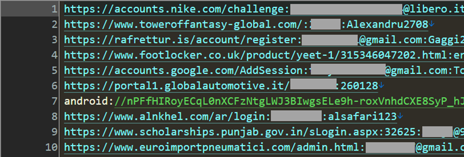 first record appears to have been snared when someone attempted to log in to Nike.