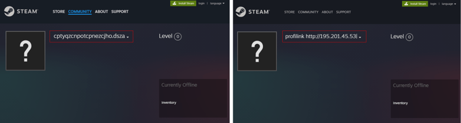 LummaC2 exploit Steam page (left), Vidar exploit Steam page (right)