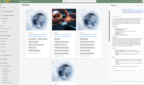 The threat intelligence sidecar in Defender XDR showing the key details