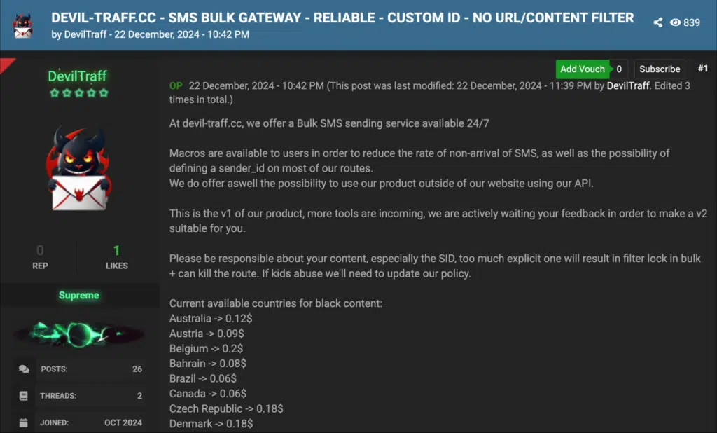 The official sales thread for Devil-Traff SMS platform