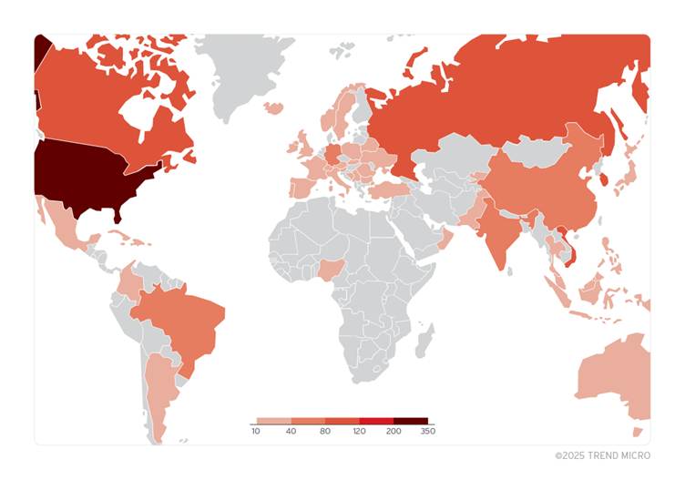 Files exploiting ZDI-CAN-25373 countries by file submission origin