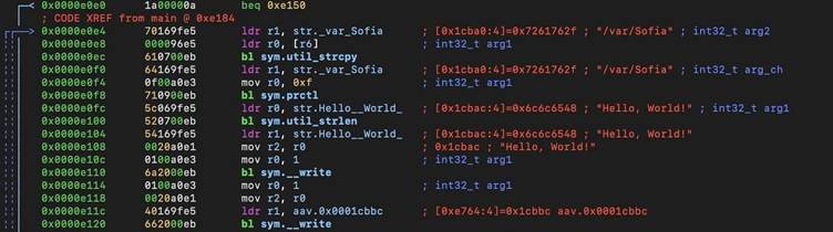 Mirai malware sample main function