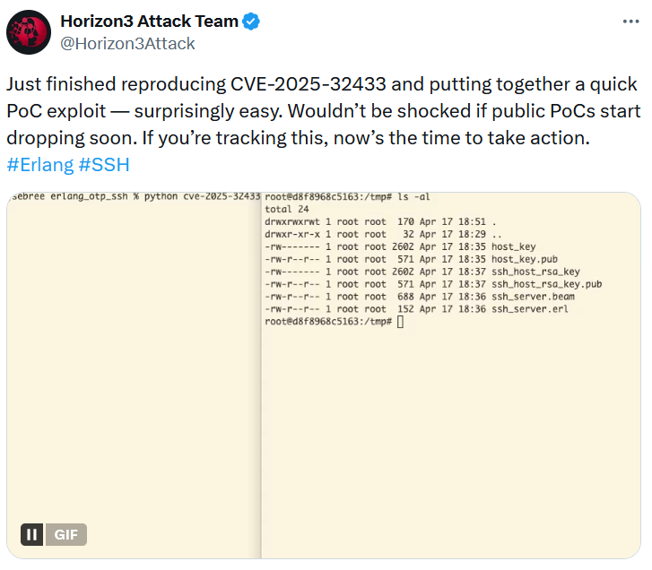PoC Released for Critical Erlang/OTP SSH RCE Vulnerability
