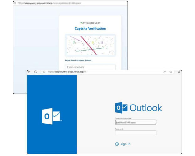 Phishing template hosted on a subdomain of Vercel, sent through the
spearphishing email.