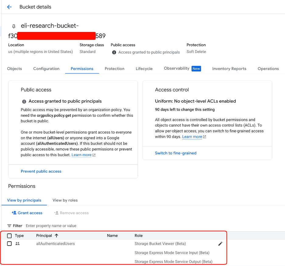 public bucket from any account could be used as the staging bucket