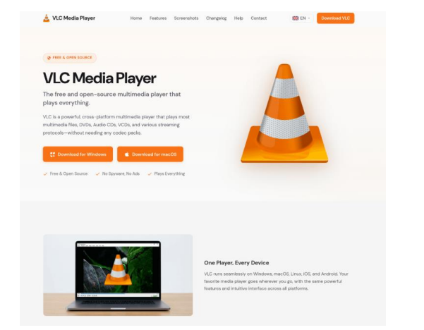 
vlc-media[.]com home page (Source : NCC).