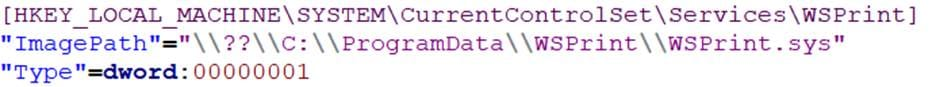 Malicious driver service on the infected endpoint (Source: Talos)