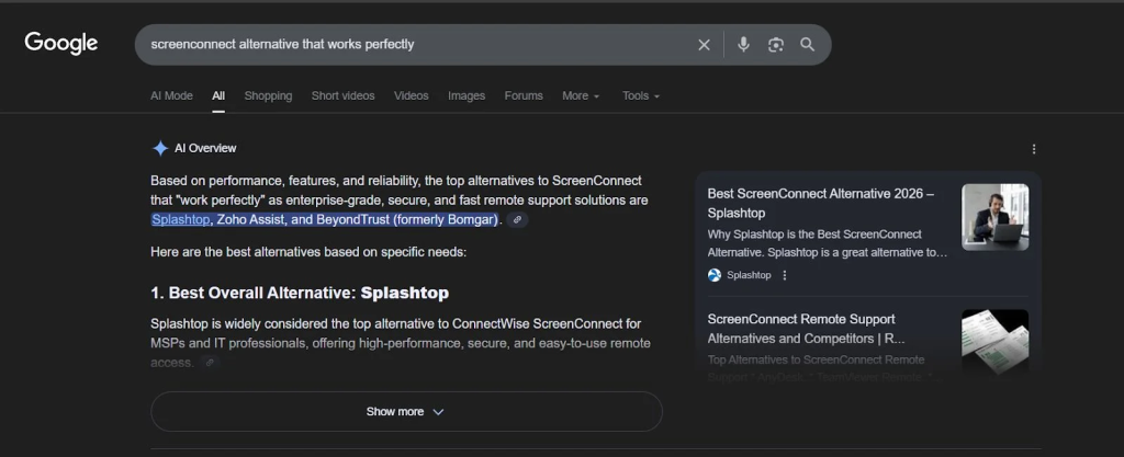  Recreated Google Research for other RMMs that alternatively work similarly to ScreenConnect