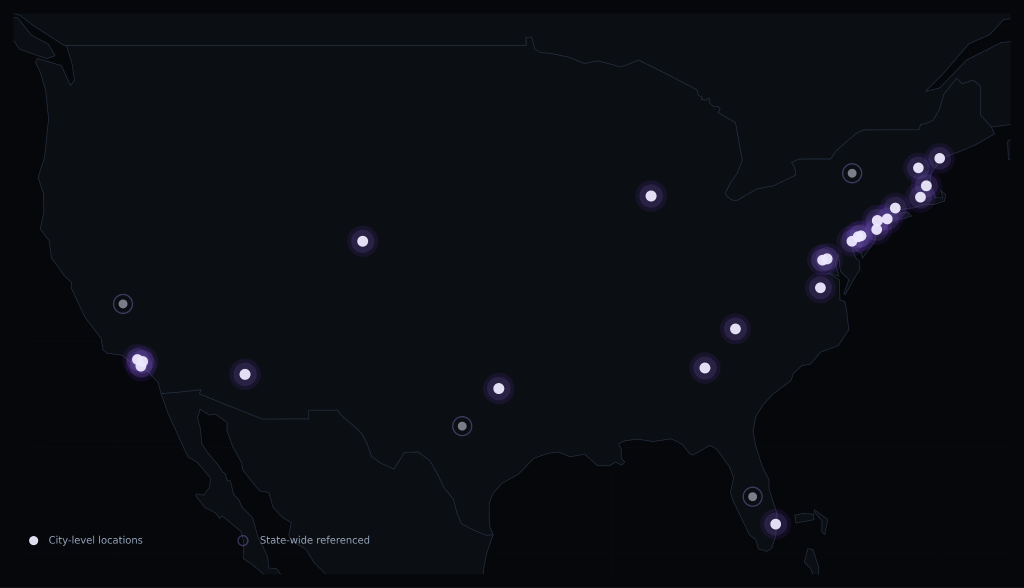 Distribution of identified SIM farm locations across the United States (Source: Infrawatch)