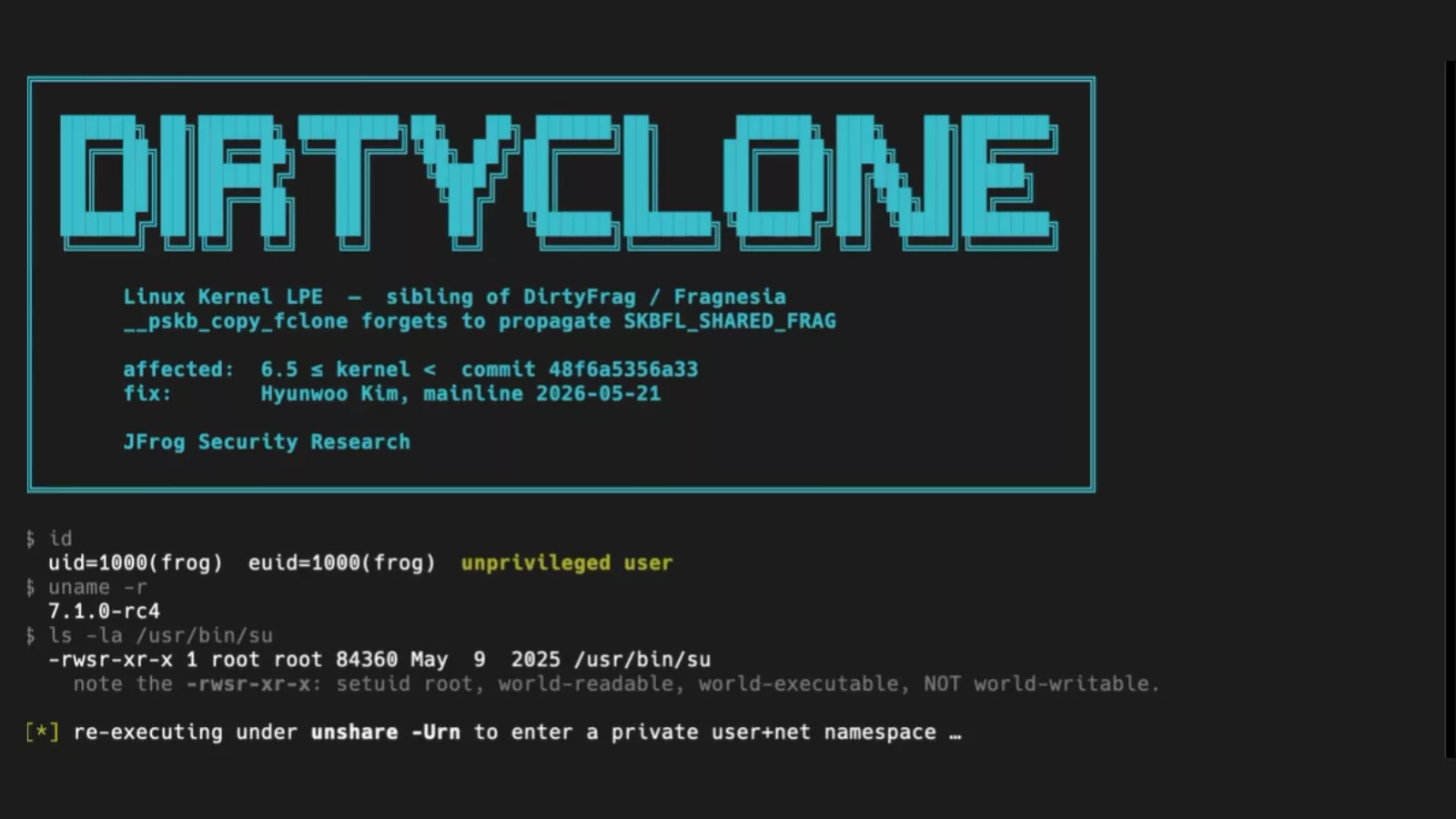 Linux Kernel DirtyClone Vulnerability Allows Local Attackers to Elevate to Root Privileges