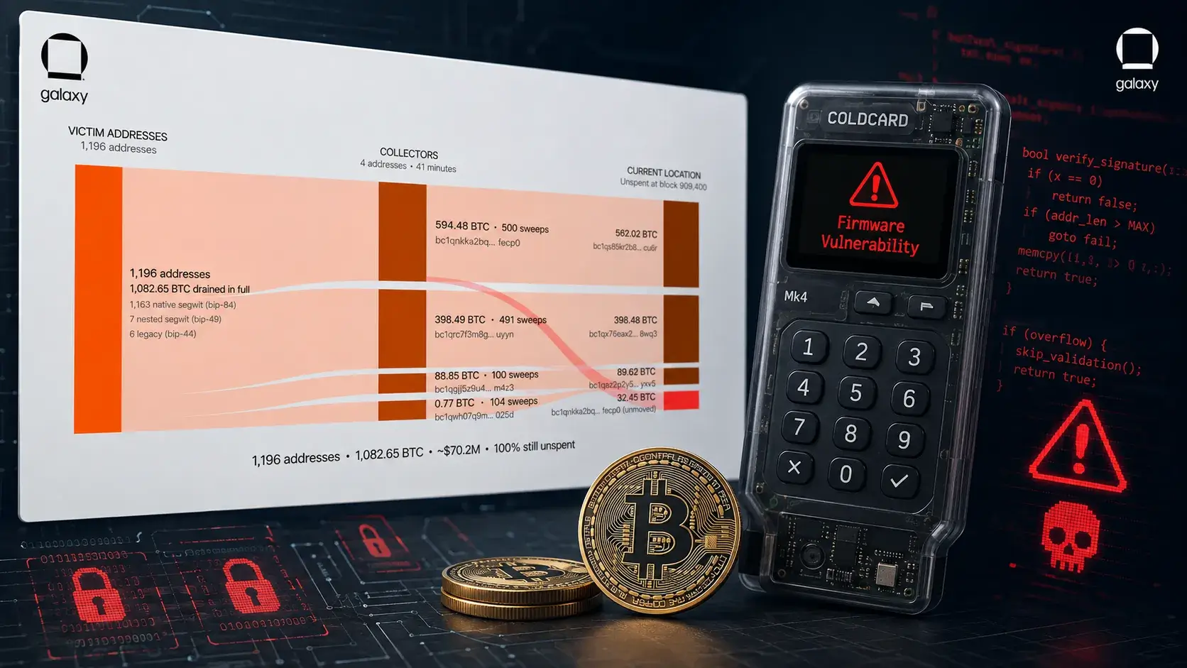 Coldcard Firmware Flaw Lets Hackers Steal $70 Million in Bitcoin From 1,196 Addresses