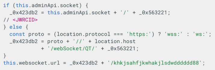 WebSocket URL assembly code snippet (Source : GroupIB).