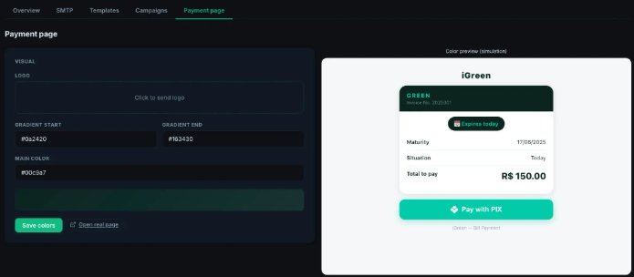 Payment page settings on Master Panel (Source : SOCRadar).