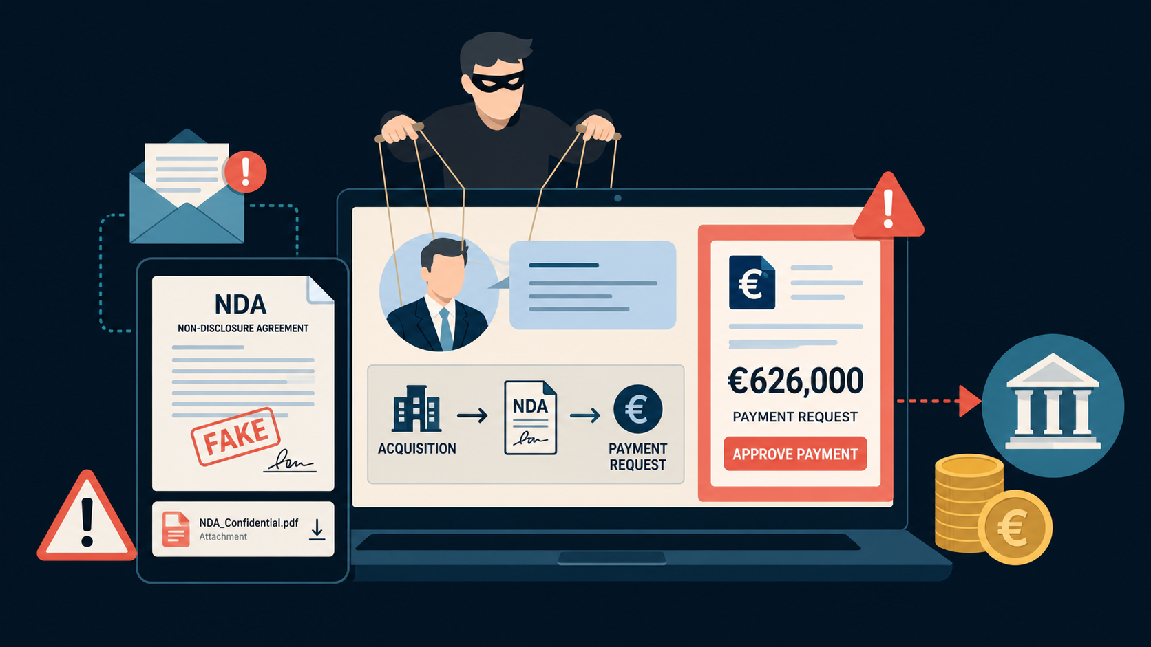 Fake Acquisition Scam Uses Forged NDAs to Demand €626,000 Corporate Payment.