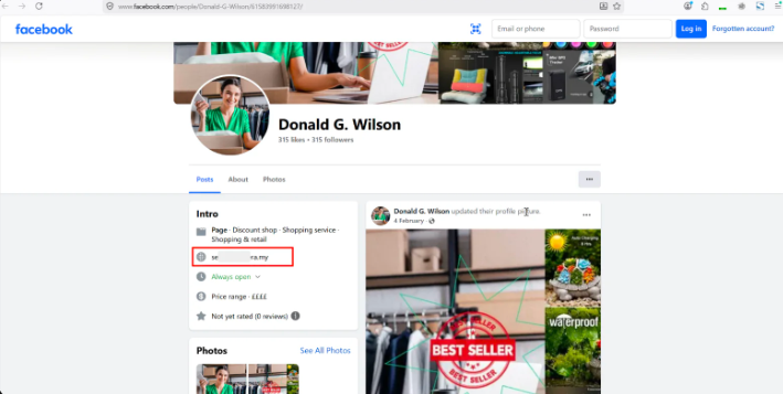 
 Example of fake profile page attempting to look legitimate (Source : Group-IB).